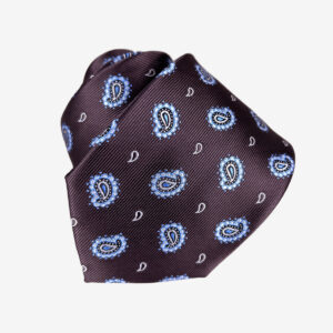 Krawatte - Braun Paisley Hellblau